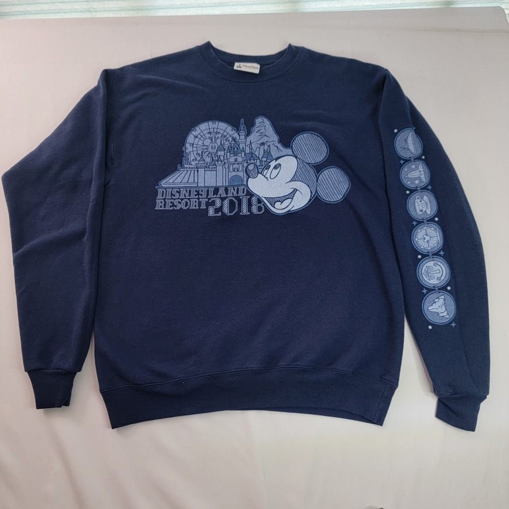 Disney Sweatshirt Men's size Small Navy Mickey Mouse 2018 DisneyLand Pull-Over